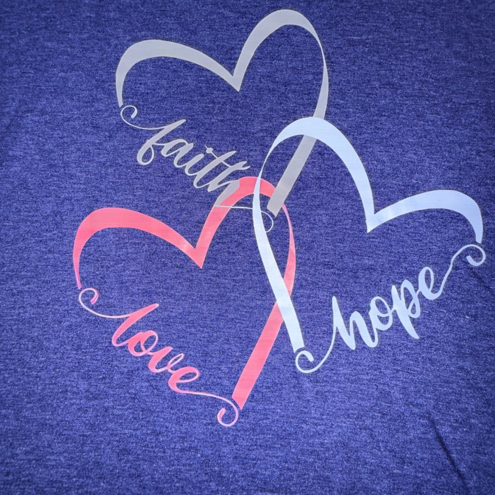 Graphic T-Shirt Women 2XL Faith Love Hope Heather Blue Tee